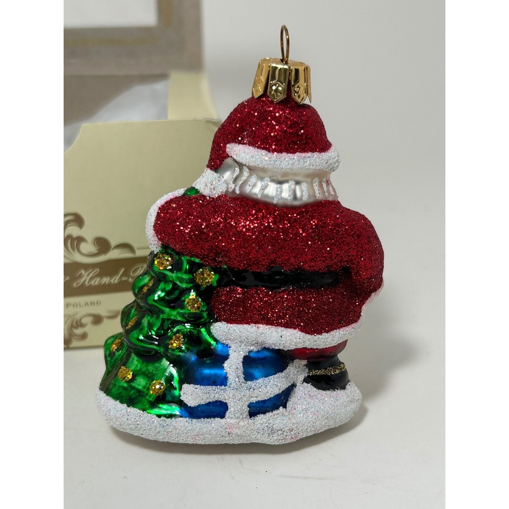 Polish Glass Santa Claus Christmas Ornament Hand Painted Mouth Blown Poland Box - Picture 5 of 7